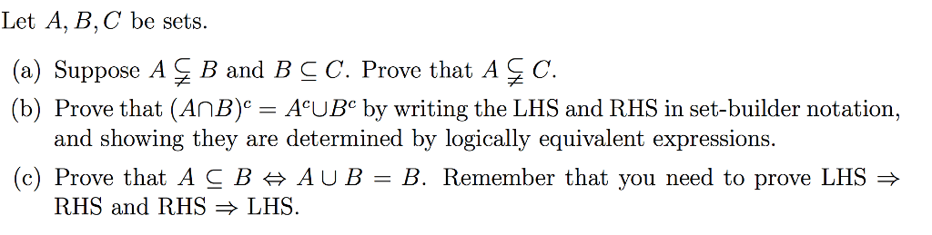 Solved Let A, B,C Be Sets. (a) Suppose A B And B C C. Prove | Chegg.com