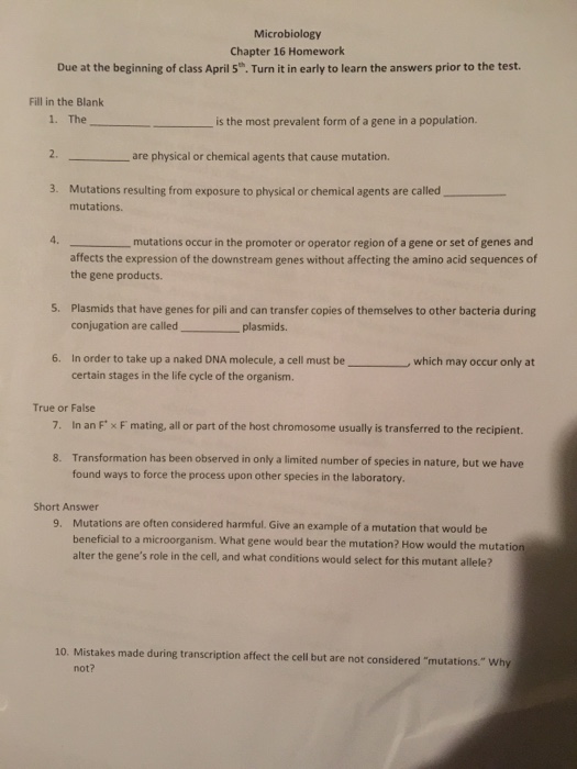 Solved Microbiology Chapter 16 Homework Due at the beginning | Chegg.com