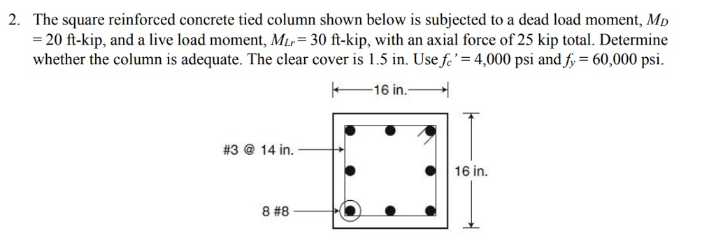 Solved 2. The Square Reinforced Concrete Tied Column Shown 