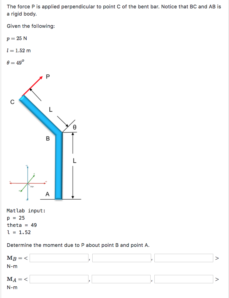 Solved The force P is applied perpendicular to point C of th | Chegg.com