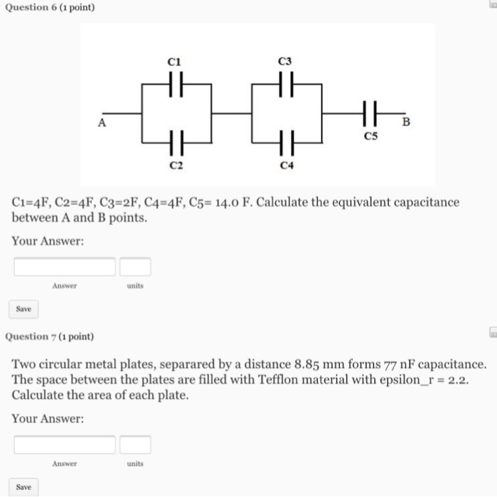 Solved C1=4F, C2=4F, C3=2F, C4=4F, C5= 14.0 F. | Chegg.com
