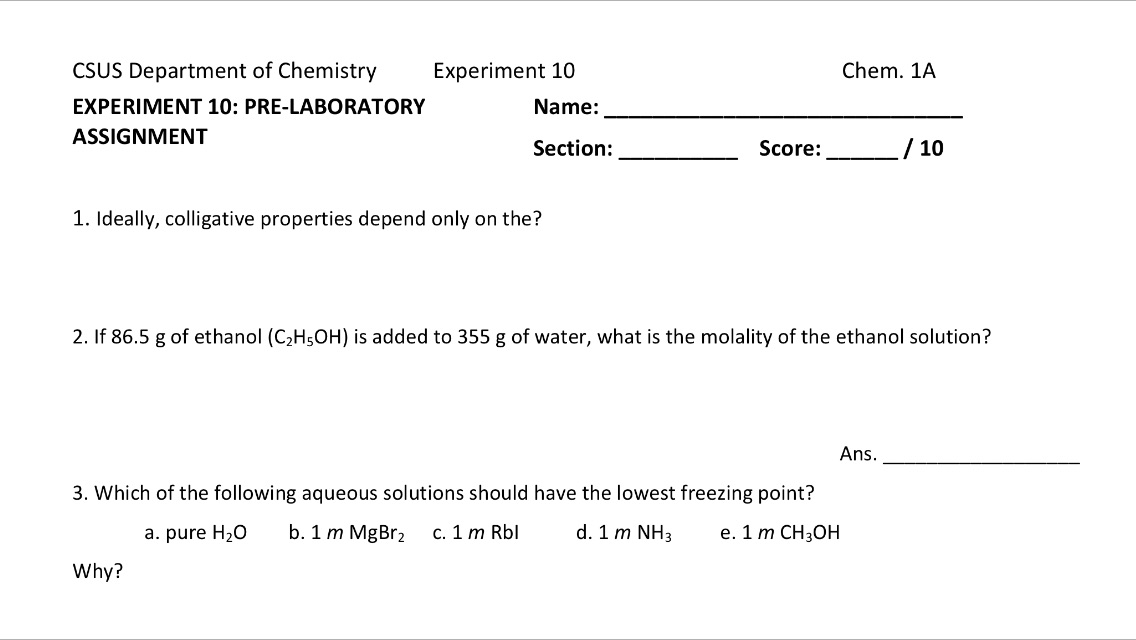 Question Show transcribed image text 1. Ideally, colligative - Academic