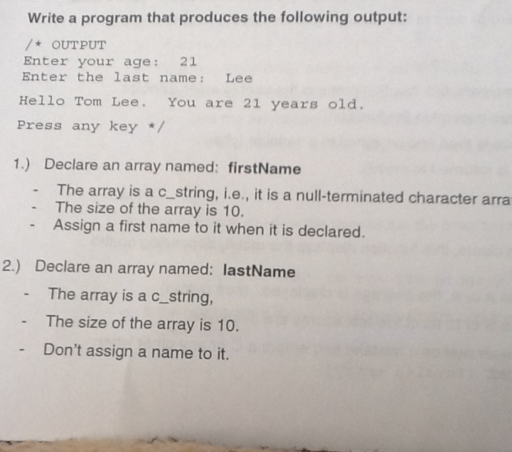 Solved Write a program that produces the following output: | Chegg.com