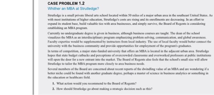 Strutledge Is A Small Private Liberal Arts School Chegg