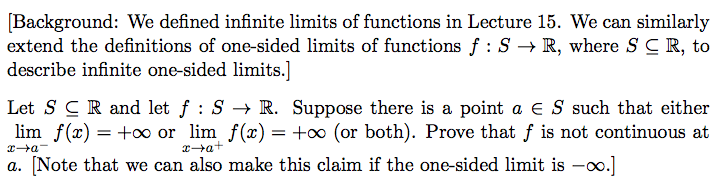 Solved Background: We defined infinite limits of functions | Chegg.com