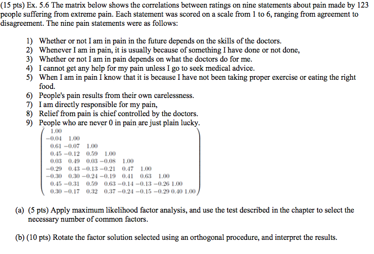 The matrix below shows the correlations between | Chegg.com