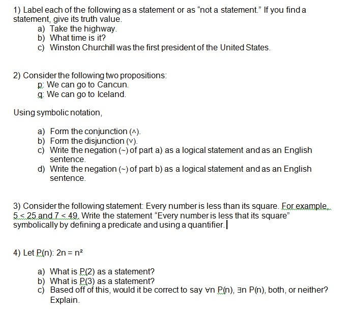 Solved 1) Label each of the following as a statement or as | Chegg.com