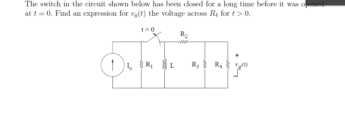 Solved The switch in the circuit shown below has been closed | Chegg.com
