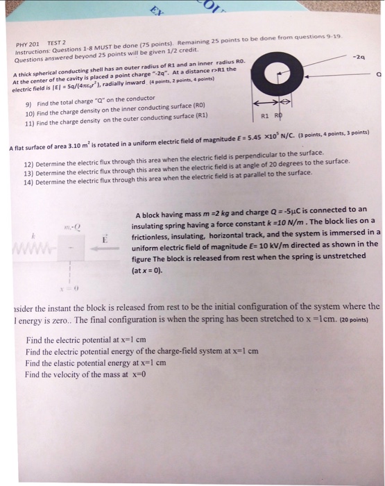 Solved PHY 201 TEST 2 Instructions: Questions 1-8 MUST be | Chegg.com