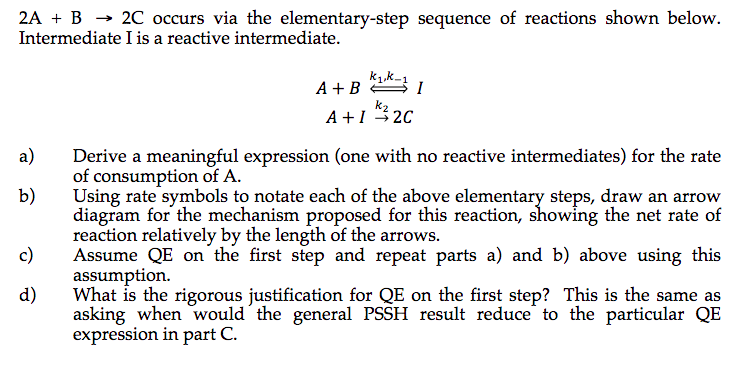 2A + B → 2C occurs via the elementary-step sequence | Chegg.com