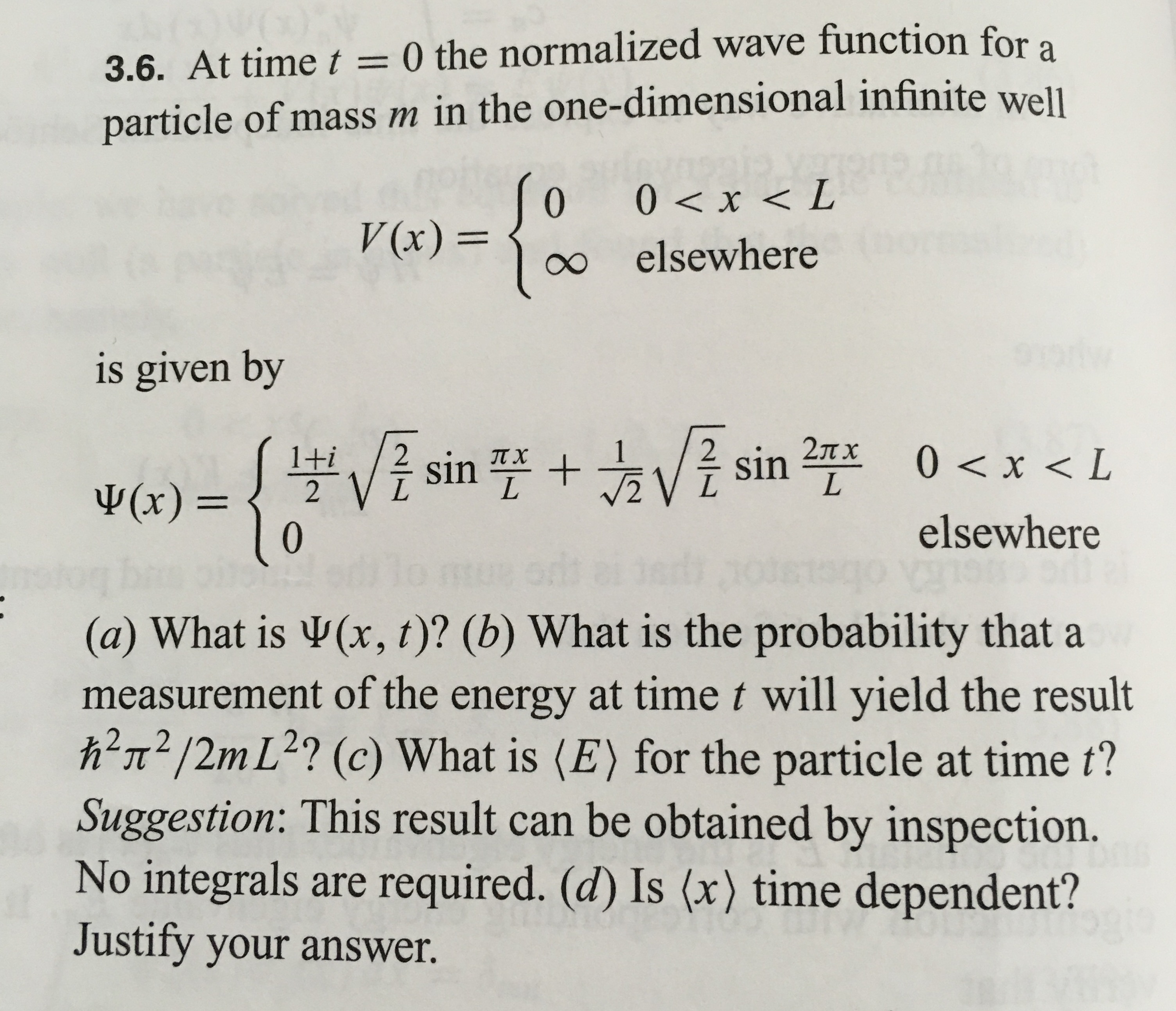 Solved At Time T = 0 The Normalized Wave Function For A | Chegg.com