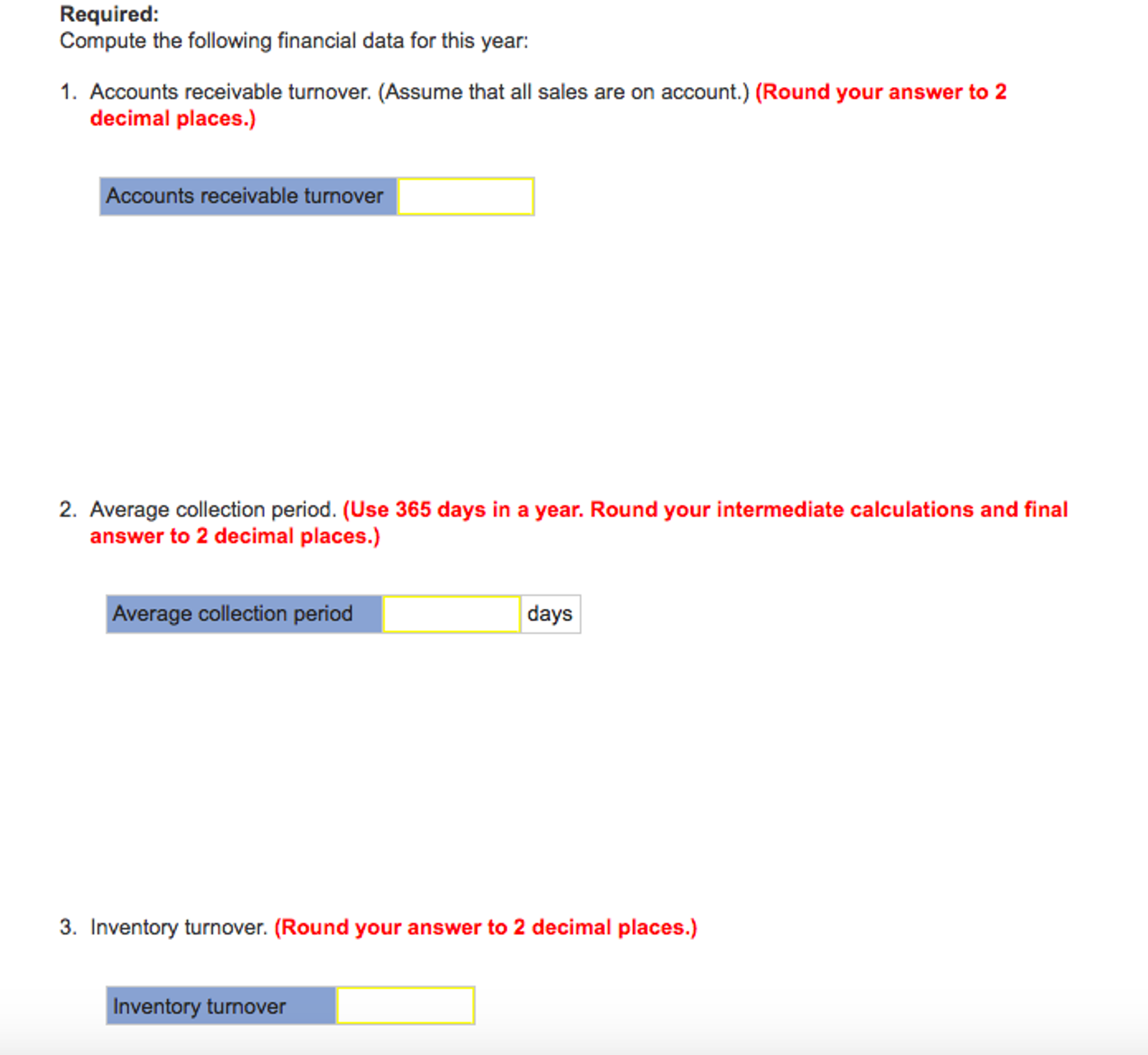 Solved Required: Compute the following financial data for | Chegg.com