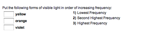 forms of light from lowest to highest frequency