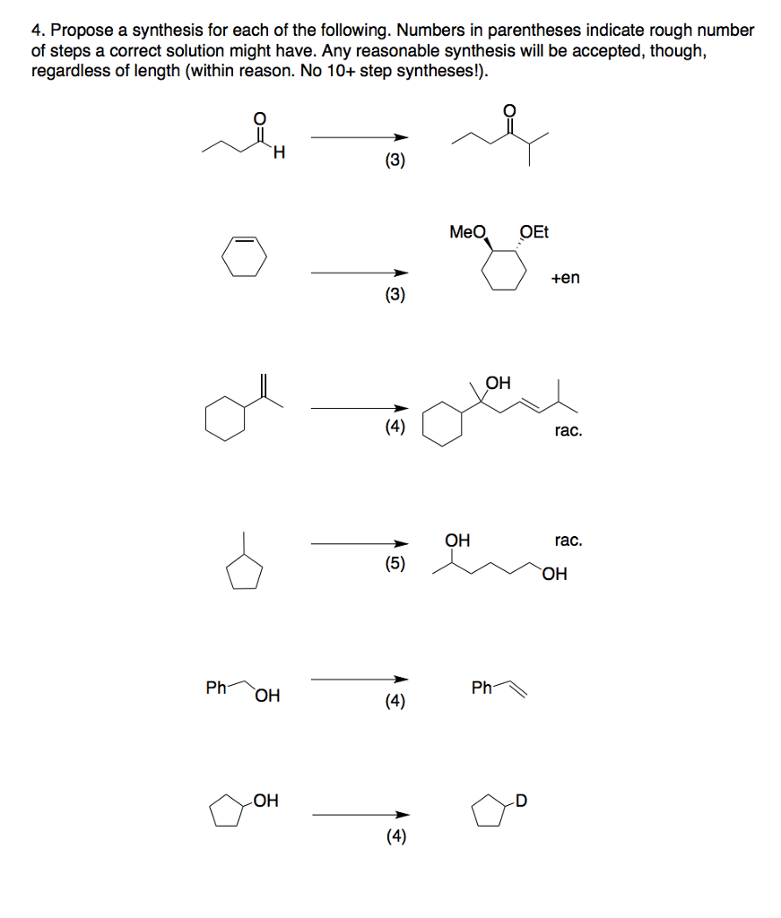 Solved Propose a synthesis for each of the following. | Chegg.com