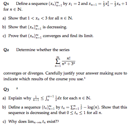 Solved Q1 Define a sequence (xn)ool by xi-2 and xn +1-械-绳+1 | Chegg.com