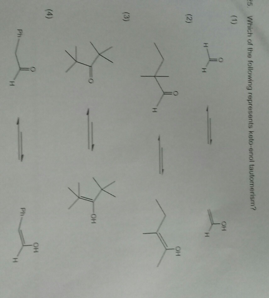 Solved 5. Which of the following represents keto-enol | Chegg.com