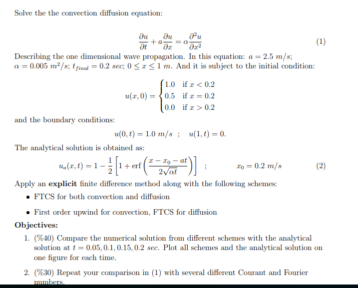 Solve the the convection diffusion equation | Chegg.com