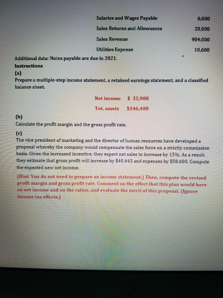 Solved P5 4A Prepare financial statements and calculate Chegg