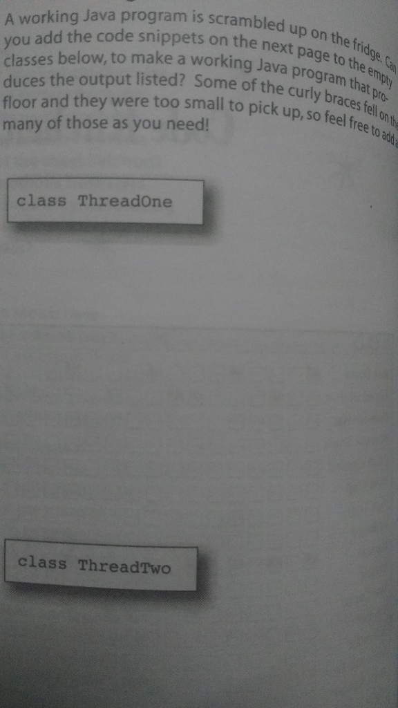 Solved A working Java program is scramble up on the you a | Chegg.com