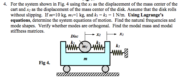 Solved For the system shown in Fig. 4 using the xi as the | Chegg.com