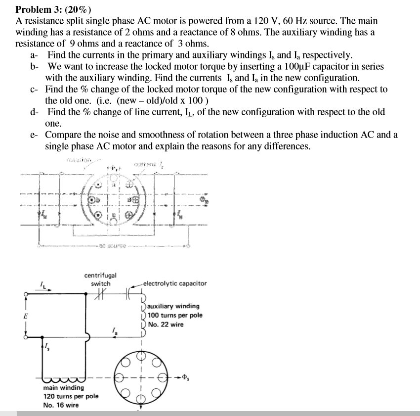 Solved A resistance split single phase AC motor is powered