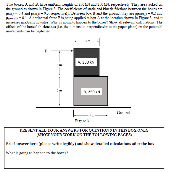 Solved Two Boxes, A And B, Have Uniform Weights Of 350 KN | Chegg.com