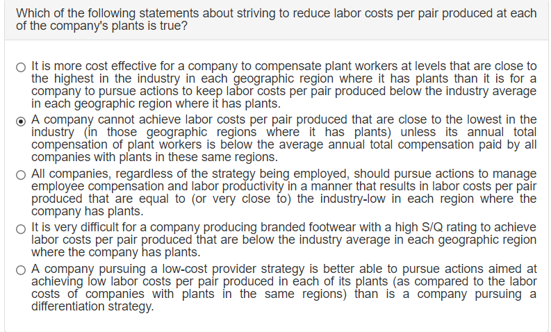 Solved Which of the following statements about striving to | Chegg.com