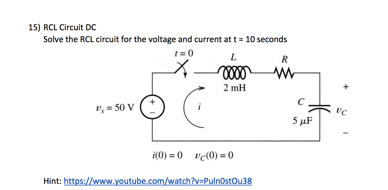 RCL circuit dc solve the rcl circuit for the voltage | Chegg.com