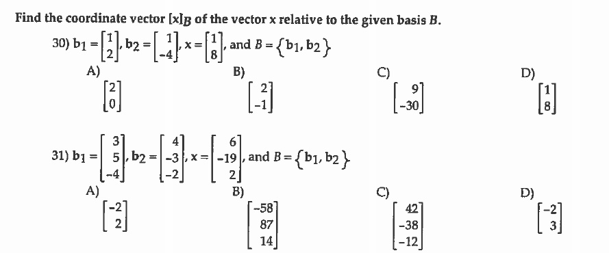 Find the coordinate vector [X]b of the vector | Chegg.com