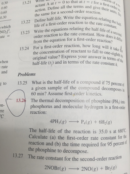 Solved define half life write the equation relating the h chegg