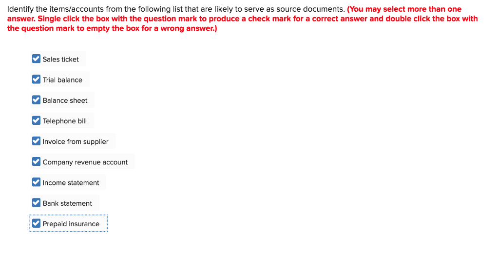 Solved Identify The Items/accounts From The Following List | Chegg.com