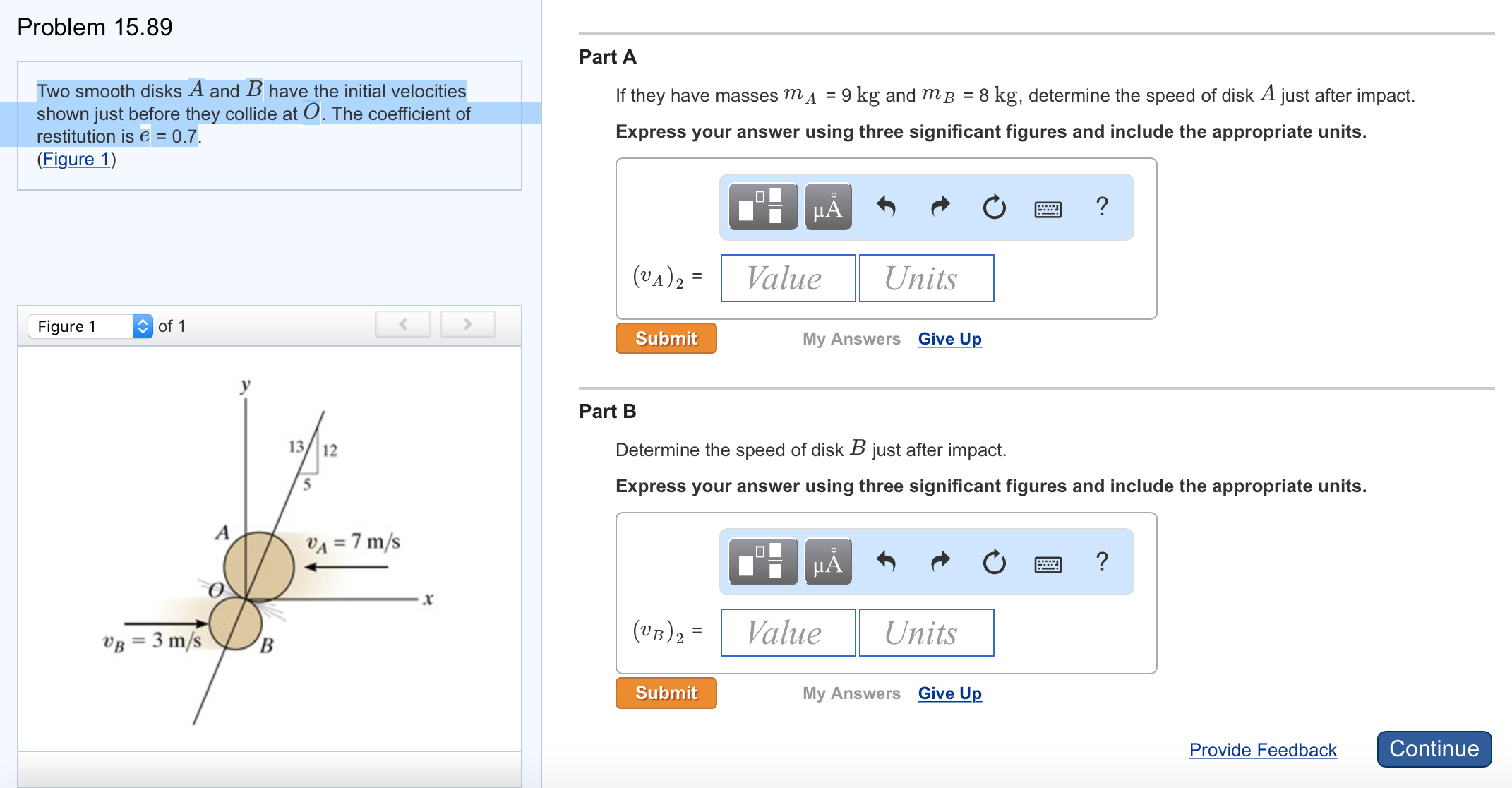 Solved Two smooth disks A and B have the initial velocities | Chegg.com