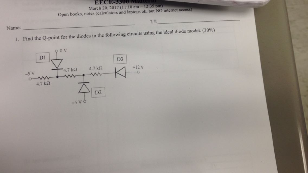 Solved Find the Qpoint for the diodes in the following