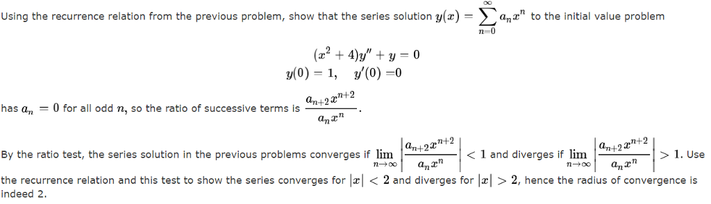 Solved Using the recurrence relation from the previous | Chegg.com