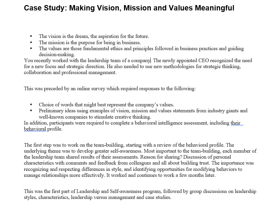 case study mission statement