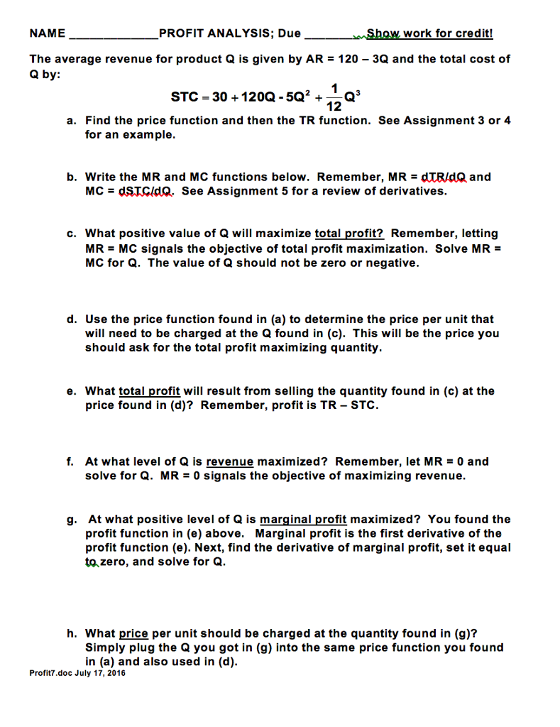 Solved The average revenue for product Q is given by AR = | Chegg.com