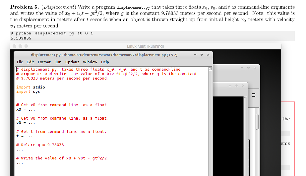 Solved Problem 5. (Displacement) Write a program | Chegg.com