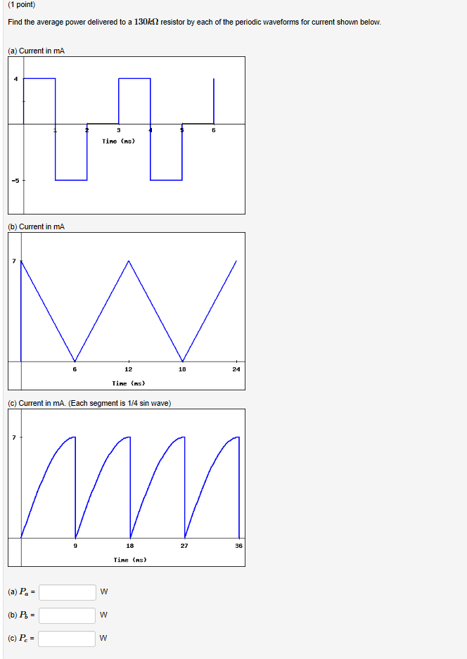 Solved (1 point) Find the average power delivered to a | Chegg.com