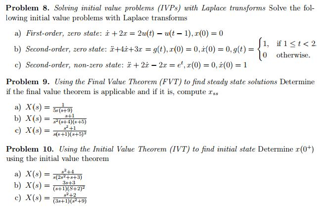 Solved Problem 8. Solving initial value problems (IVPs) with | Chegg.com