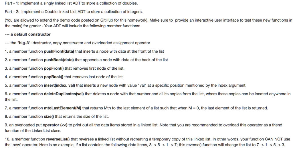 Solved Implement A Singly Linked List ADT To Store A | Chegg.com