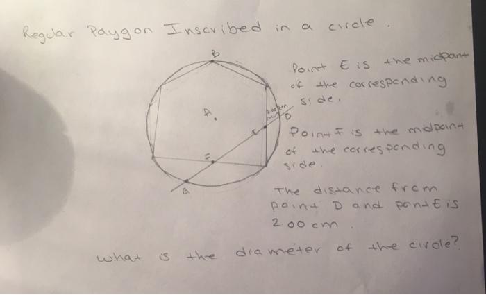 Solved Regular Polygon Inscribed in a circle. Point E is | Chegg.com