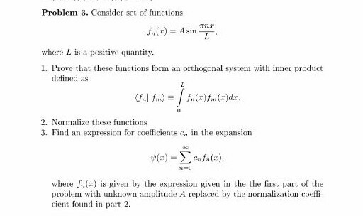 Solved Problem 3. Consider set of functions where L is a | Chegg.com