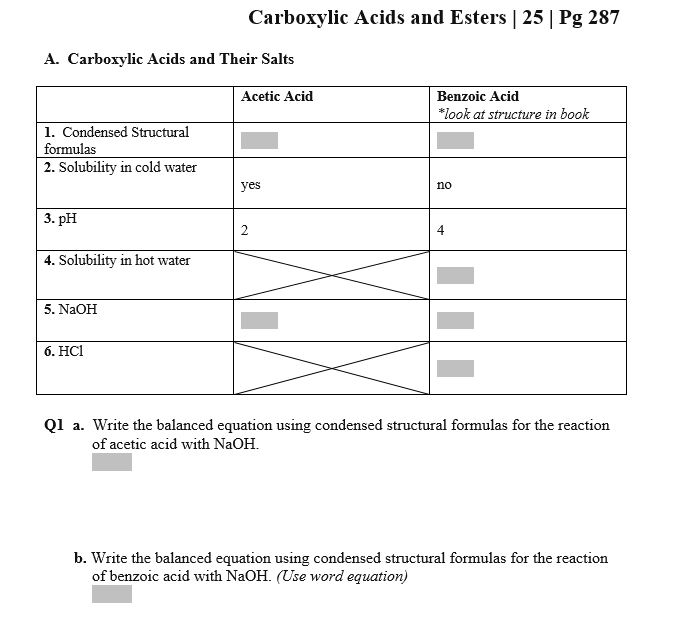 Solved Carboxylic Acids and Their Salts a. Write the