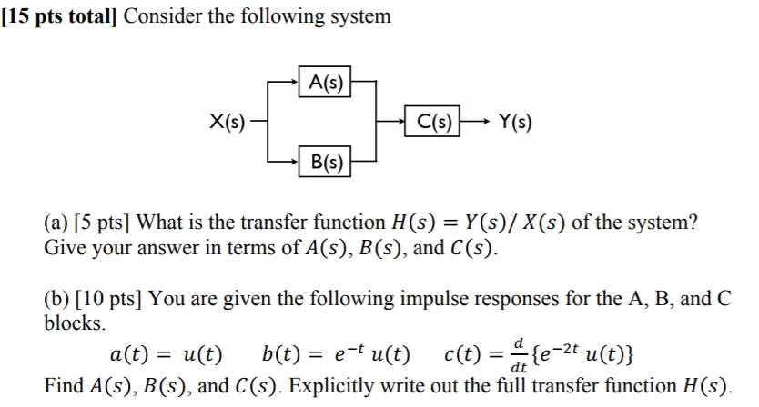 Solved [15 pts total| Consider the following system X(s) | Chegg.com