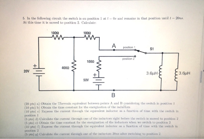 Solved In the following circuit the switch is on position 1 | Chegg.com