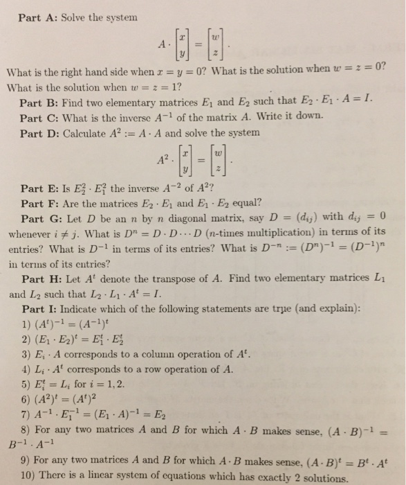 Solved Problem 2 Consider the matrix | Chegg.com