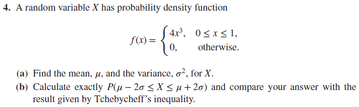 Solved A Random Variable X Has Probability Density Function 