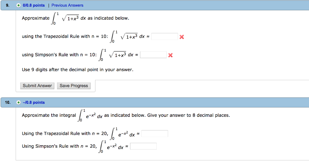 Solved 9 +0/0.8 points Previous Answers Approximate1+x3 dx | Chegg.com