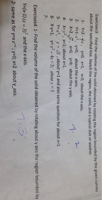 Solved Find the volume of the solid obtained by rotating the | Chegg.com