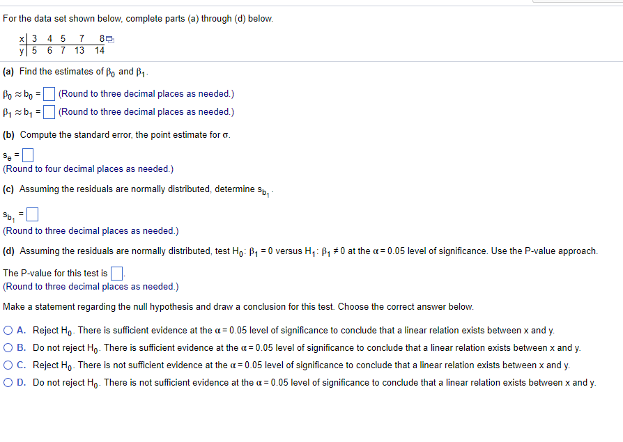 Solved For The Data Set Shown Below, Complete Parts (a) | Chegg.com